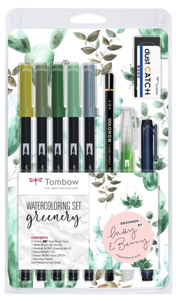 Marker Tombow ABT Dual Brush sæt Greenery (9)