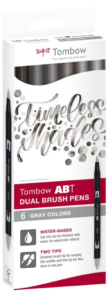 Marker Tombow ABT Dual Brush 6C-6 Grey colors carton (6)