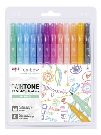 Marker Tombow TwinTone pastel 0,3/0,8 (12)