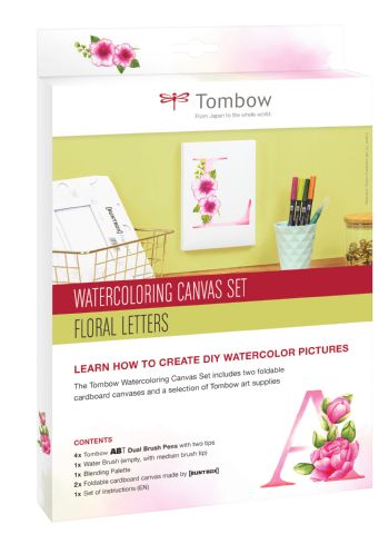 Watercoloring Canvas set Tombow Floral Letters