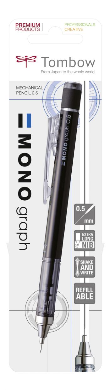 Stiftblyant Tombow MONO graph 0,5 sort blister